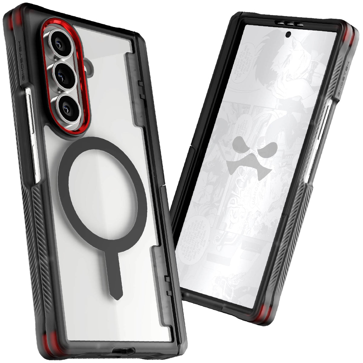 Galaxy Z Fold 7 Clear Smoke Protective Phone Case MagSafe Kickstand Magnetic