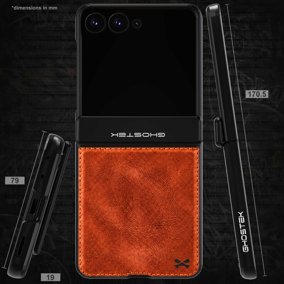 Samsung Galaxy Z Flip 8 Leather Case Brown MagSafe Magnetic Hinge Cover Screen Protector