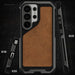 Galaxy S26 Ultra Case Clear Metal MagSafe Brown Leather Gunmetal