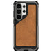 Galaxy S26 Ultra Case Clear Metal MagSafe Brown Leather Gunmetal