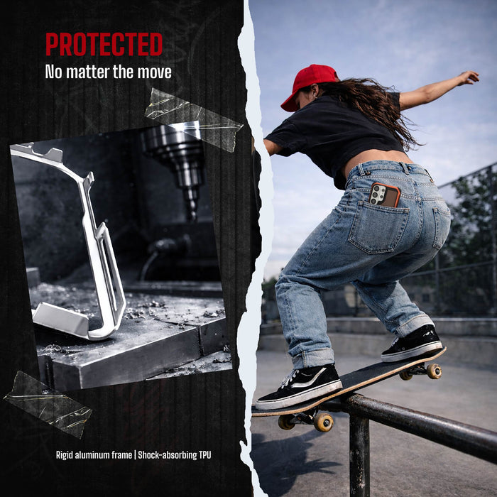 Galaxy S26 Ultra Case Clear Metal MagSafe Orange Fabric