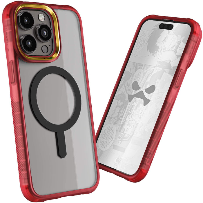 Red iPhone 15 Pro Max Case Clear MagSafe