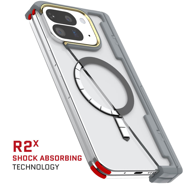 Google Pixel 10 Pro Fold Case Grey Clear MagSafe Magnetic Kickstand Protective Phone Cover