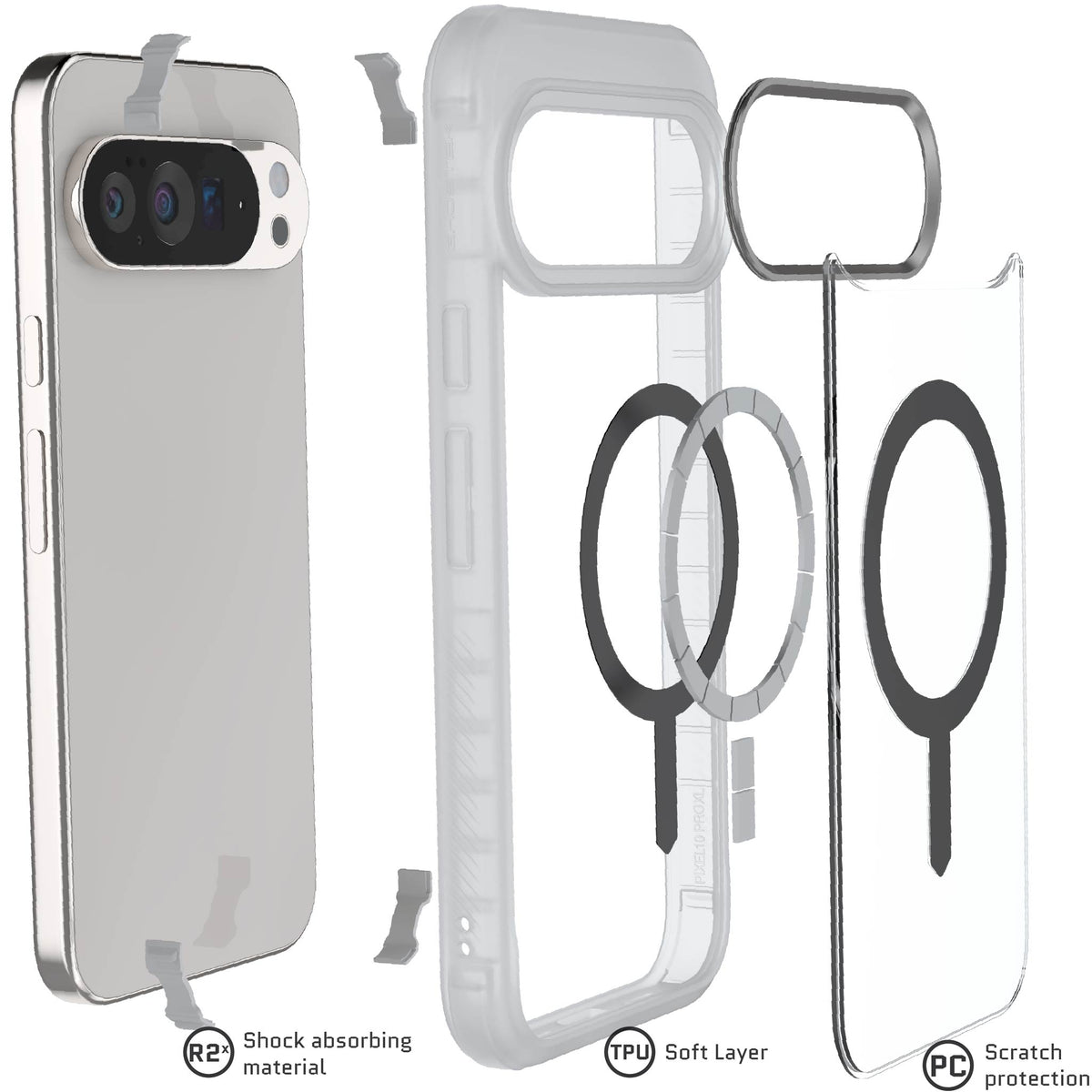 Pixel 10 Pro XL Case Clear Matte MagSafe