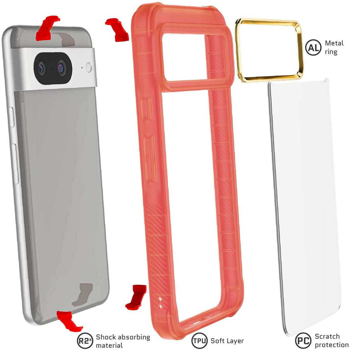 Google Pixel 8 Clear Pink Case