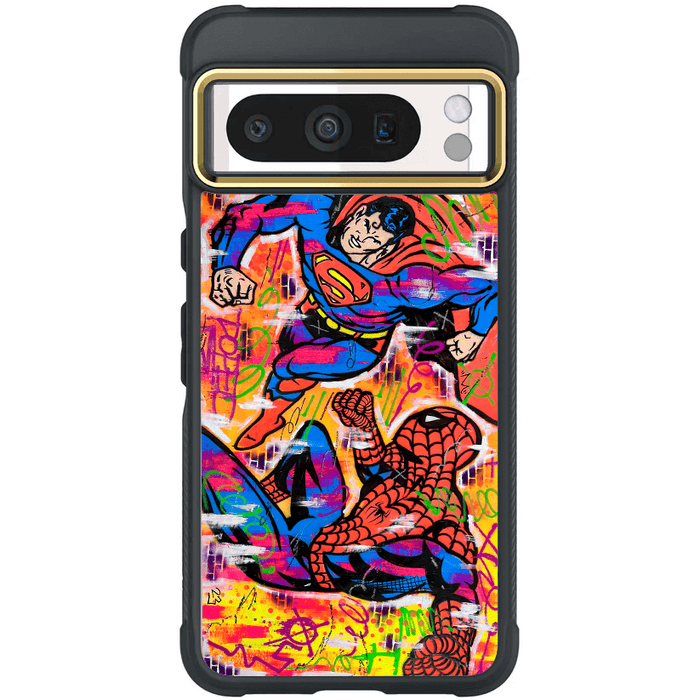 Google Pixel 8 Pro Spiderman vs Superman Spraypaint Case 