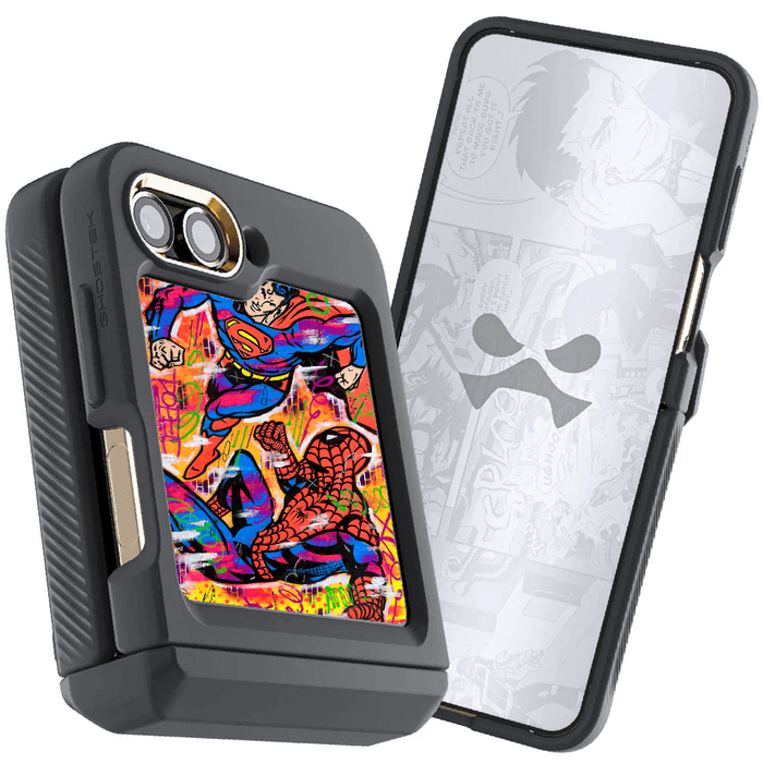 Galaxy Z Flip 5 Spiderman vs Superman Spraypaint Case 