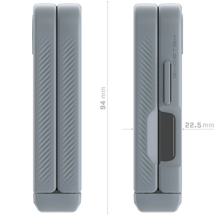 Clear Galaxy Flip 6 Protective Phone Case Gray with Kickstand and Hinge Cover