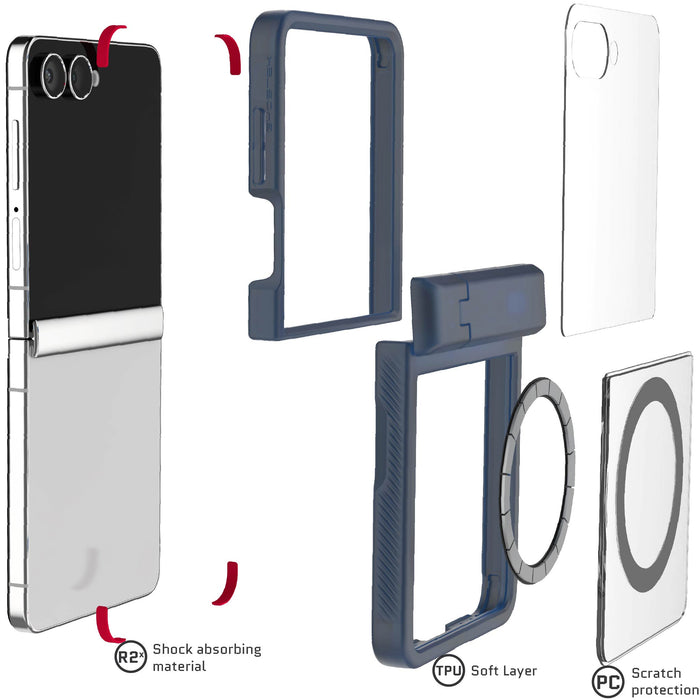 Flip7 Case Blue Protective Phone Cover Magnetic MagSafe Kickstand