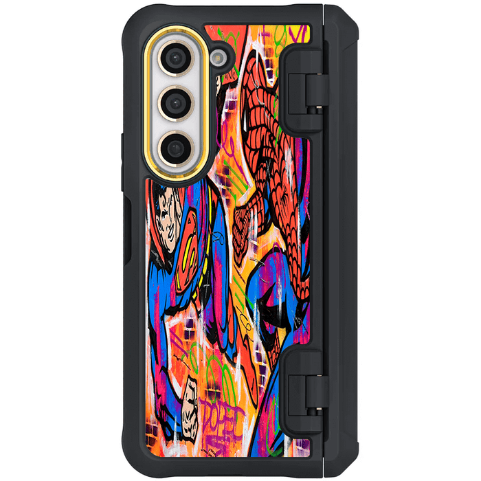 Galaxy Z Fold 5 Spiderman vs Superman Spraypaint Case 