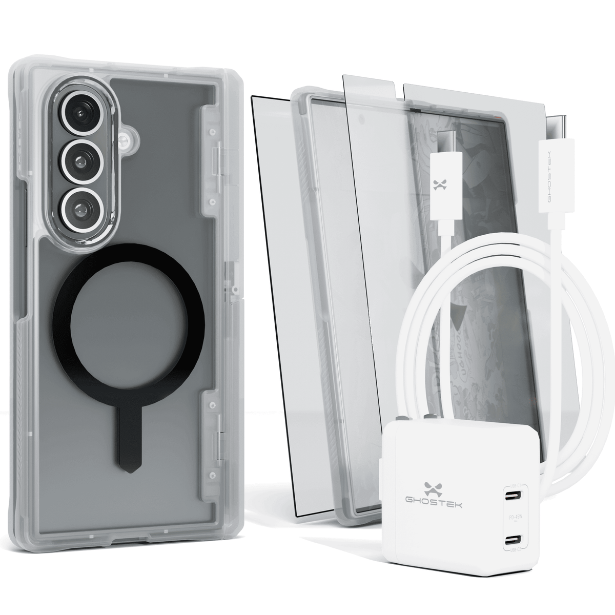 Fold 7 Clear Matte Protective Phone Case MagSafe Kickstand Magnetic