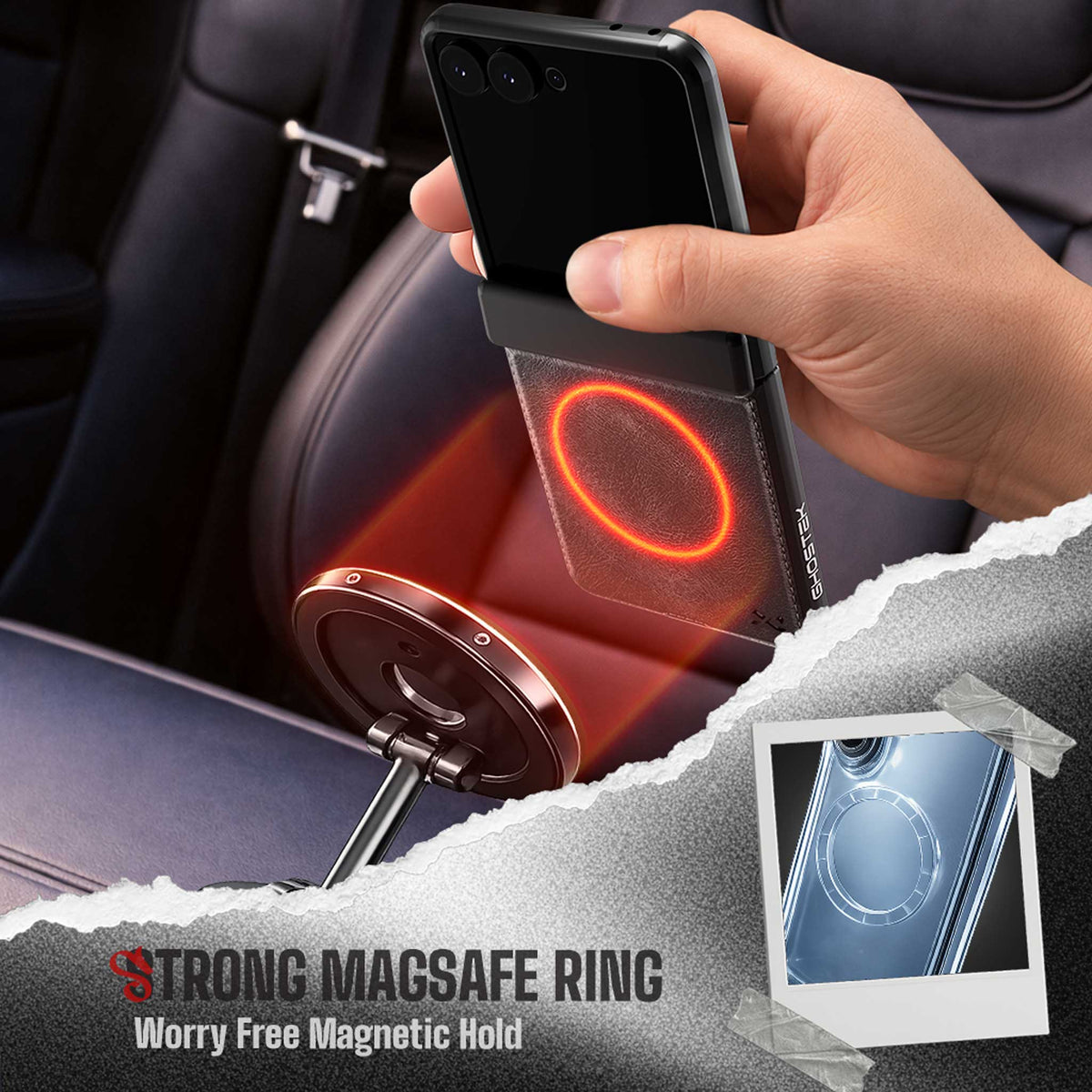 Samsung Galaxy Z Flip 8 Leather Case Black MagSafe Magnetic