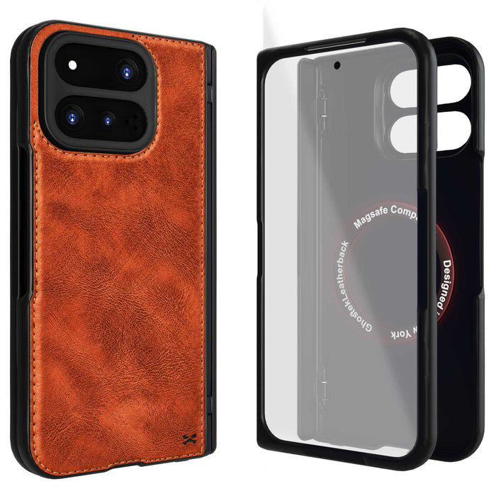 Google Pixel 11 Pro Fold Brown Leather Case MagSafe