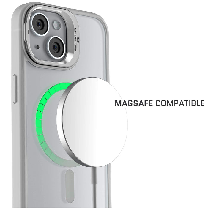 MagSafe Apple iPhone 15 Camera Lens Kickstand Phone Case White