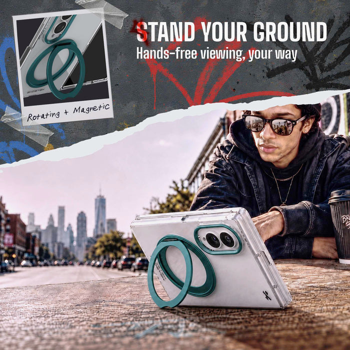 Samsung Galaxy Z Fold 8 Case Clear Teal MagSafe Kickstand Magnetic