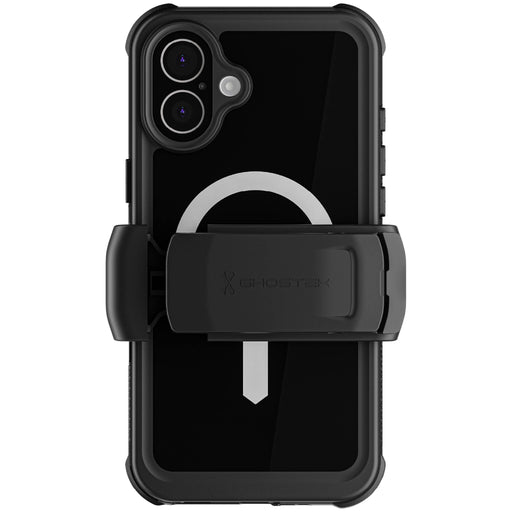 Waterproof Apple iPhone 16 Plus Protective MagSafe Phone Case with Holster Belt Clip Screen Camera Lens Protector Underwater Magnetic Black