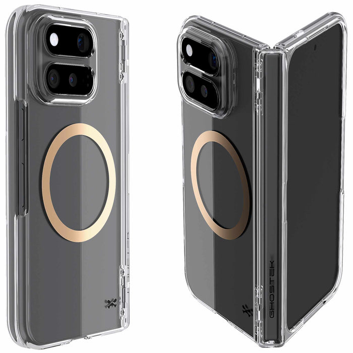 Pixel 11 Pro Fold Case Clear MagSafe Hinge Cover Gold