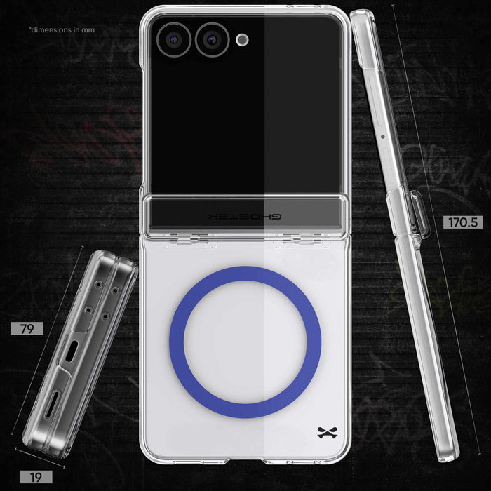Samsung Galaxy Z Flip 8 Case Clear Blue MagSafe Hinge Cover