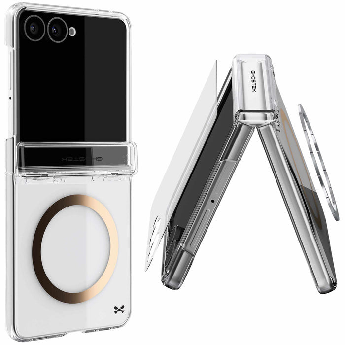 Samsung Galaxy Flip 8 Case Clear Gold MagSafe Hinge Cover