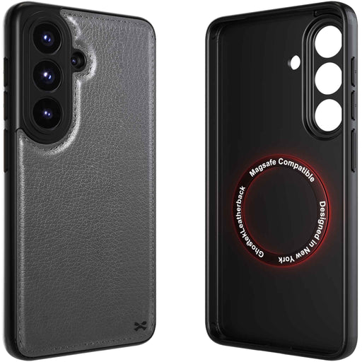 S26 Leather Case Gray with MagSafe Magnetic 