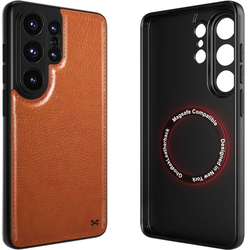 S26 Ultra Leather Case Brown with MagSafe Magnetic 